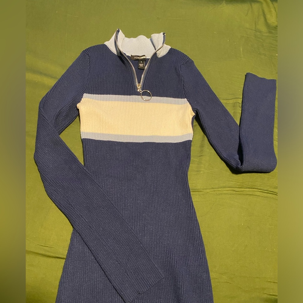 Fashion Nova Ribbed Navy Sweater